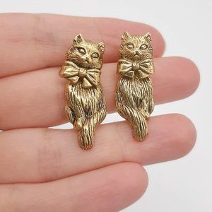 Vintage Avon Articulating Cat with Bow Earrings